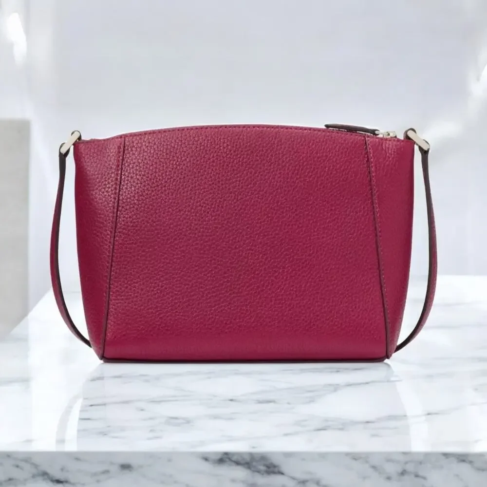 Kate Spade Monica Crossbody Pebbled Leather Purse Dark Raspberry WKR00258